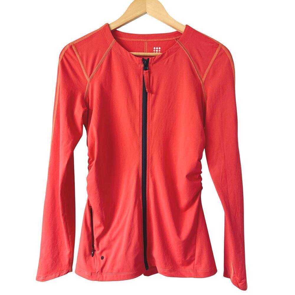 Title Nine Women’s Small Zip Jacket Running Training Orange Stretch